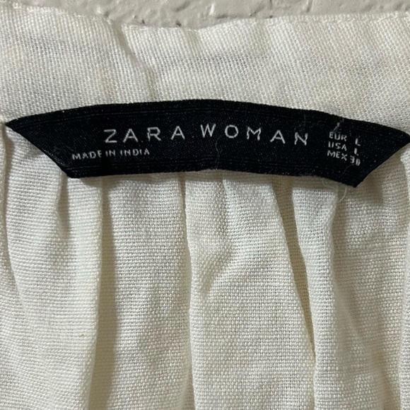 Zara Peasant Floral Embroidered Blouse in White - Size Large - Picture 3 of 7